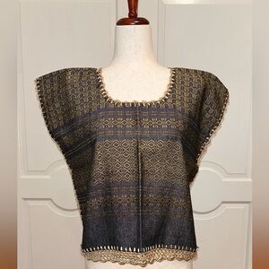 Mexican top Made on a Treadle Loom Hippie-Boho.